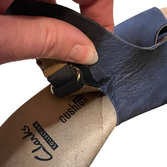 Clarks Collection Giselle Cove Wedge Sandals Womens 9 Blue Suede Slingback - Picture 5 of 9